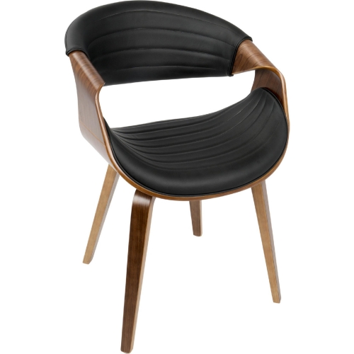 Symphony Dining Chair in Black Leatherette & Walnut